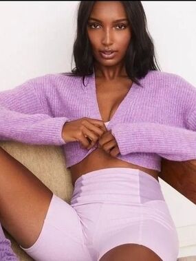 For Love & Lemons Lilac V-Neck Cropped Women's Shrug Sweater M